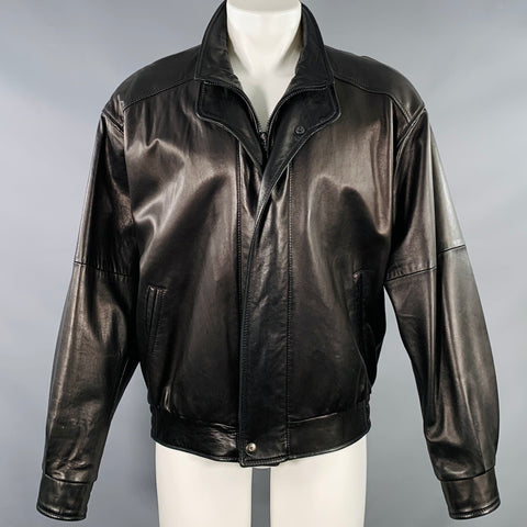 REMY CUIR Taille 40 Blouson en cuir noir zippé à boutons