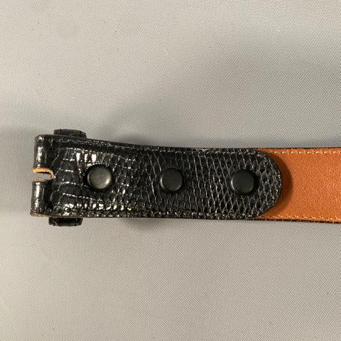 COACH Size 38 Black Crackled Lizard Belt