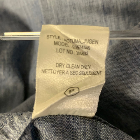 THEORY Size XL Light Blue Heather Linen Blend Cutaway Long Sleeve Shirt