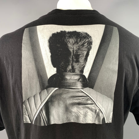 RAF SIMONS Size XL Black White Graphic Cotton Oversized Tshirt