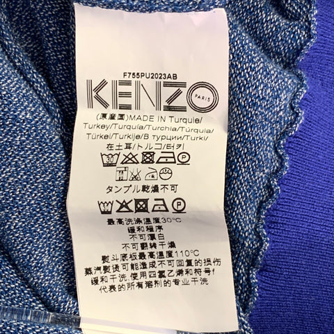 KENZO Size M Heather Blue Green Knit Cotton Crew Neck Pullover