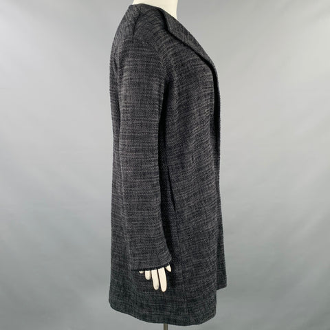 ISSEY MIYAKE Size L Grey Navy Single Breasted Snaps Coat