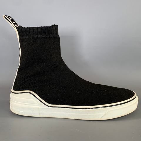 GIVENCHY Size 9 Black White Fabric Pull On Boots