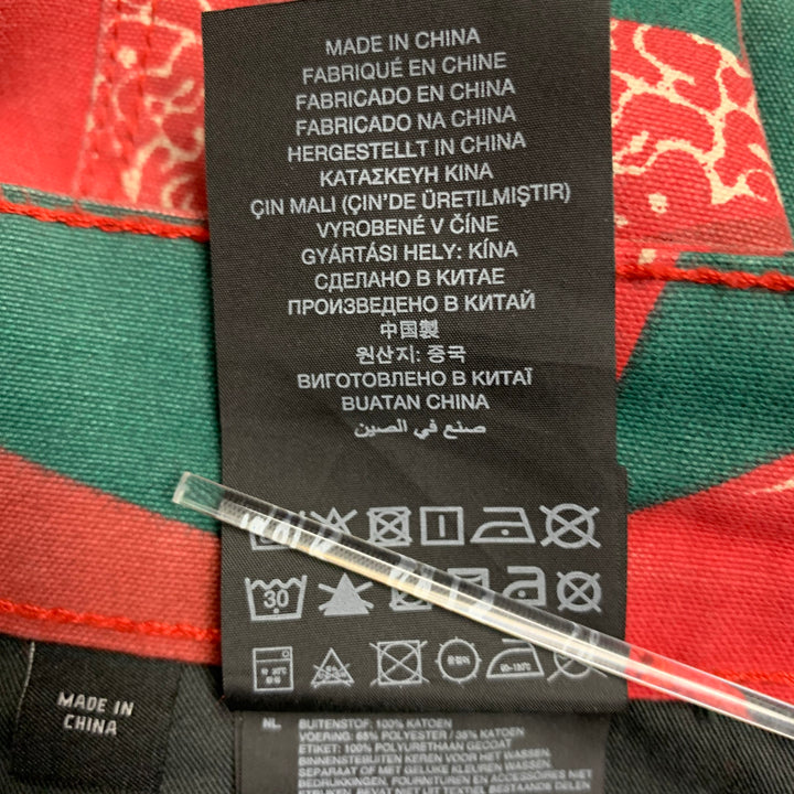 G-STAR By PHARRELL SS17 Size 30 Elwood X25 Red Green Batik Cotton Tapered Casual Pants