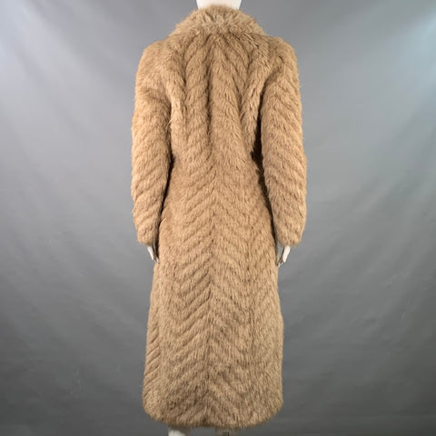 BALENCIAGA 2023 Size XS Beige Shaggy Faux Fur Hook Eye Coat