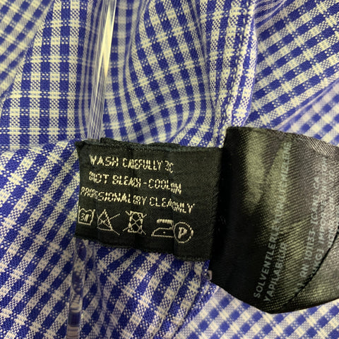 TOM FORD Size L Blue White Plaid Cotton Button Up Long Sleeve Shirt