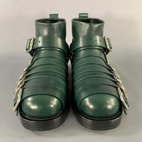 BURBERRY Size 8 Green Leather Pull On Boots