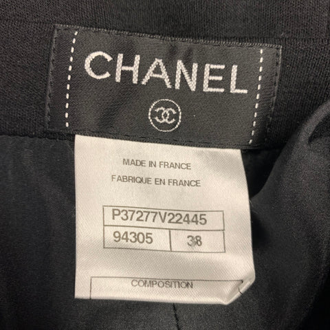 CHANEL Size 6 Black Wool Wide Leg Dress Pants