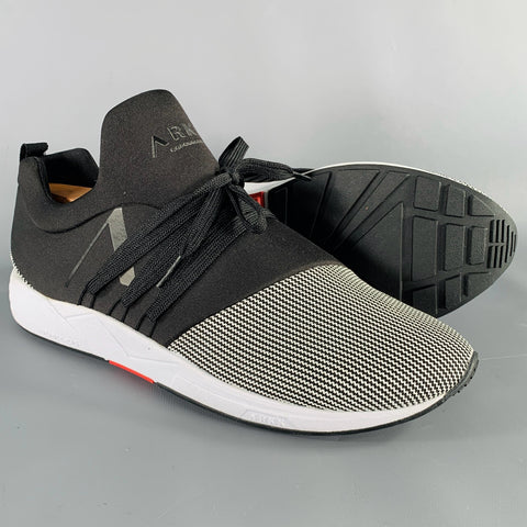ARKK Size 10 -Raven Mesh- Black White Neoprene Slip On Sneakers