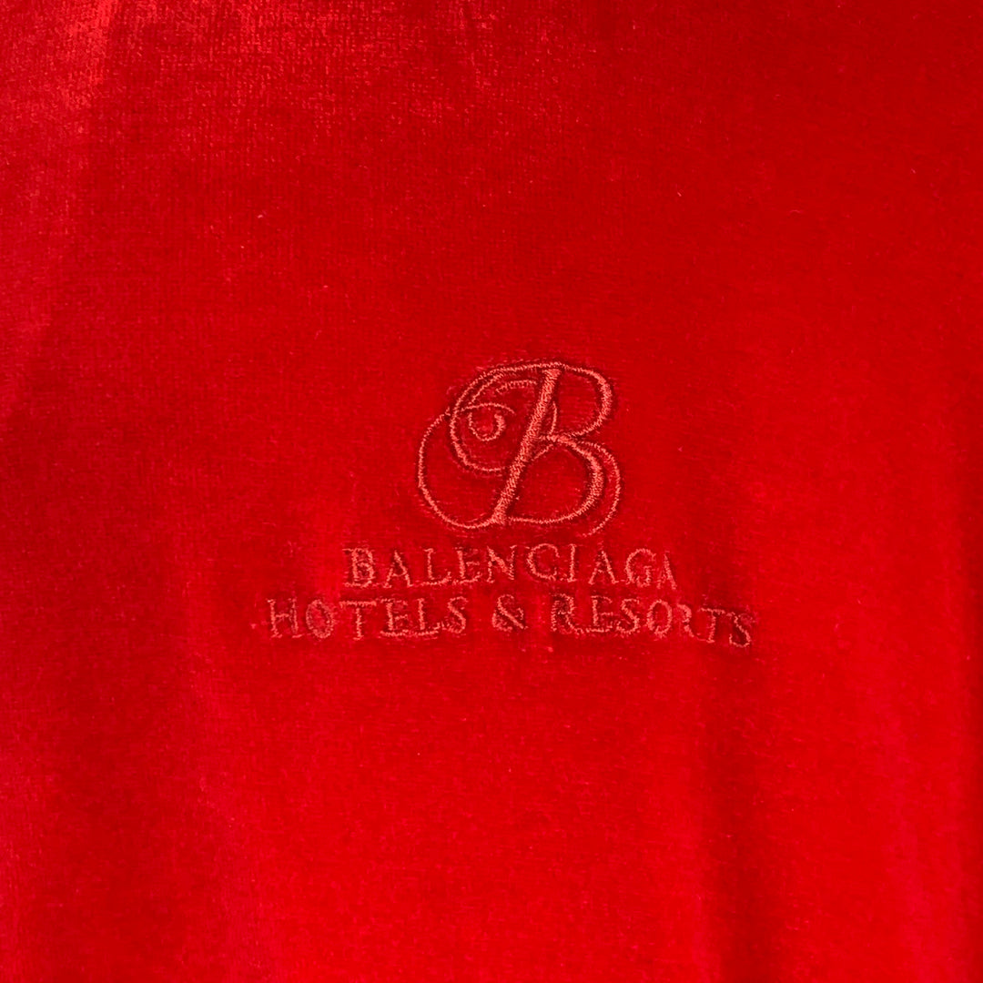 BALENCIAGA Size M Red Embroidery Cotton Blend Oversized Zip Up Jacket