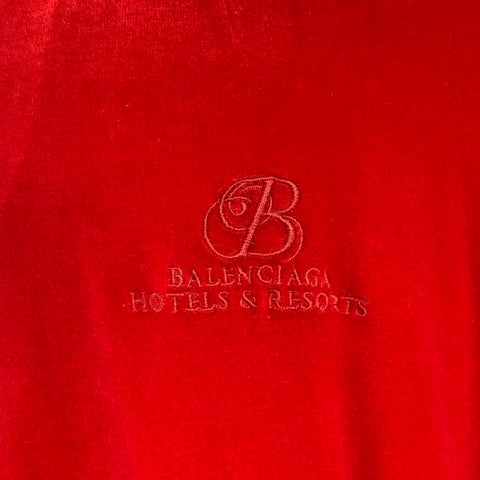 BALENCIAGA Size M Red Embroidery Cotton Blend Oversized Zip Up Jacket