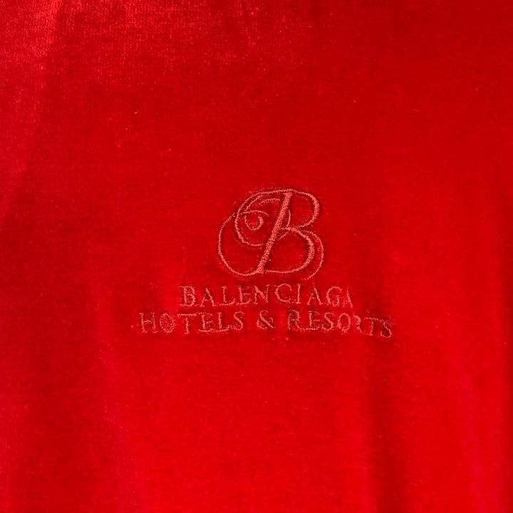 BALENCIAGA Size M Red Embroidery Cotton Blend Oversized Zip Up Jacket