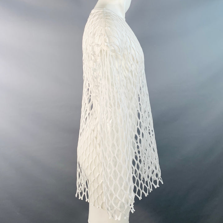 DRIES VAN NOTEN Size XS White Fishnet Mesh Polyester Long Sleeve Pullover