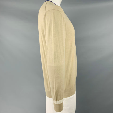 ETRO Jersey de cuello redondo de cachemira de algodón de punto caqui talla XXL