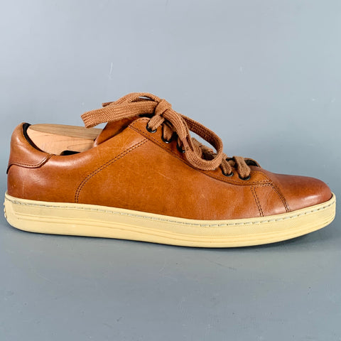 TOM FORD Size 10 Brown Leather Rubber Sole Low Top Sneakers