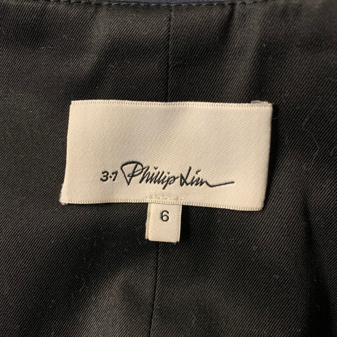 PHILLIP LIM Size 6 Navy Black Cotton Polyamide Trouser Belted Pants