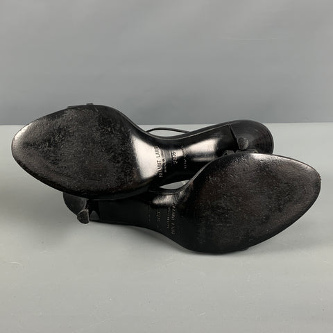 HELMUT LANG Talla 8.5 Sandalias de cuero negro