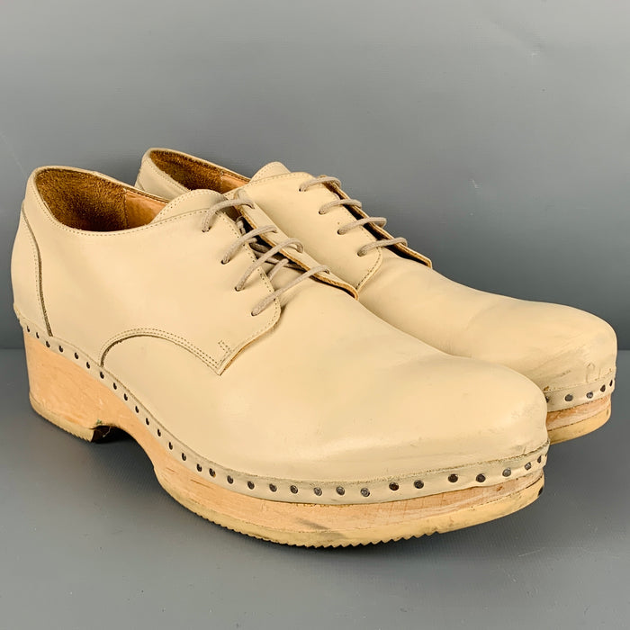 MAISON MARGIELA Size 10 Beige Leather Clog Lace Up Shoes