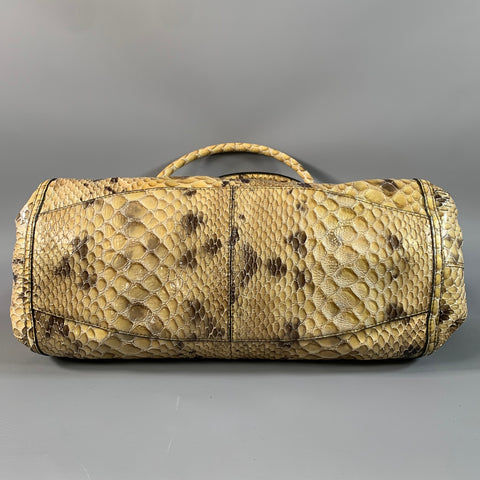 COLE HAAN Tan Brown Snakeskin Not Listed Top Handles Bag