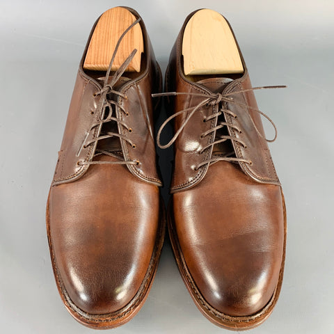 ALLEN EDMONDS Size 7 Leeds Brown Cigar Leather Derby Lace-Up Shoes