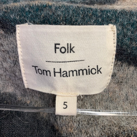 FOLK x TOM HAMMICK Winter 2023 Size XL Black Multi Color Abstract Wool Blend Fleece Vest