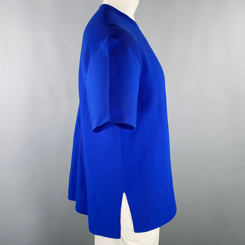 CFCL Size XL Blue Knit Polyester Blend Short Sleeve T-shirt