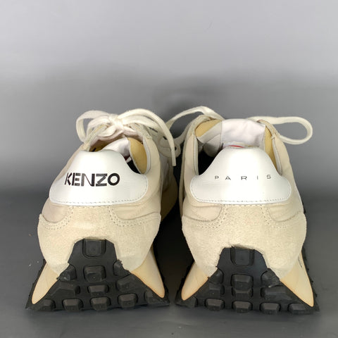 KENZO Size 9.5 White Nylon Lace Up Sneakers