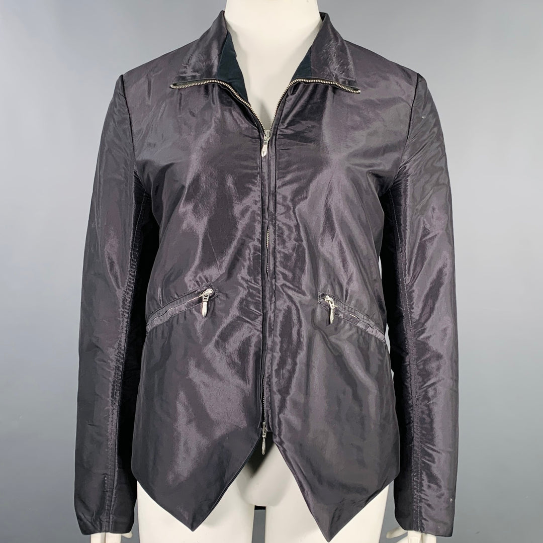PAUL HARNDEN Size L Grey Charcoal Slate Silk Zip Up Jacket – Sui 