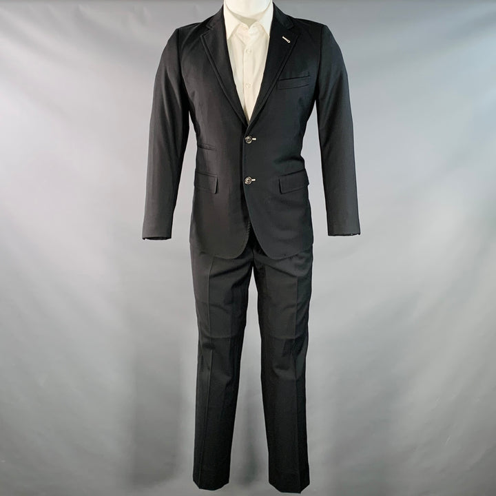 BAND OF OUTSIDERS Size 38 Regular Black Wool Mohair Contrast Stitch Notch Lapel Suit