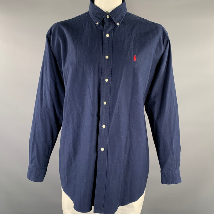 RALPH LAUREN Size XL Navy Cotton Long Sleeve Shirt