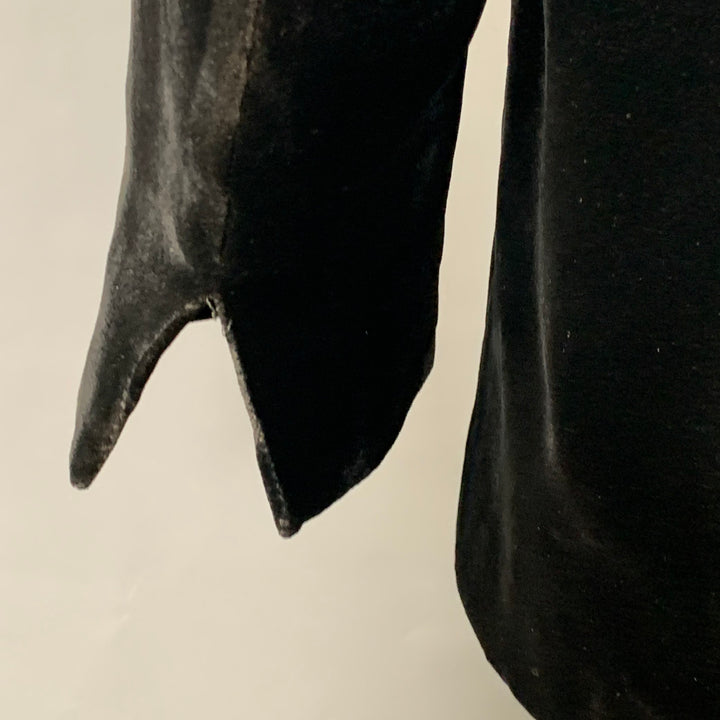 MASATOMO Size XL Black Velvet Viscose Silk Notch Lapel Sport Coat