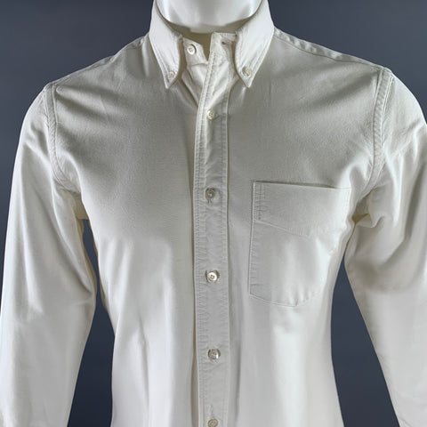 ASPESI Size S White Oxford Long Sleeve Shirt