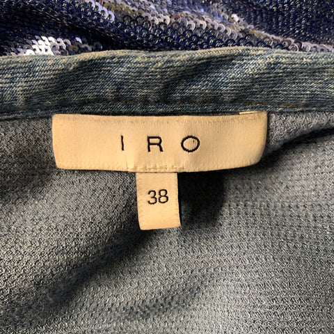IRO Size M Blue Sequined Rayon Blend Crew Neck T Shirt
