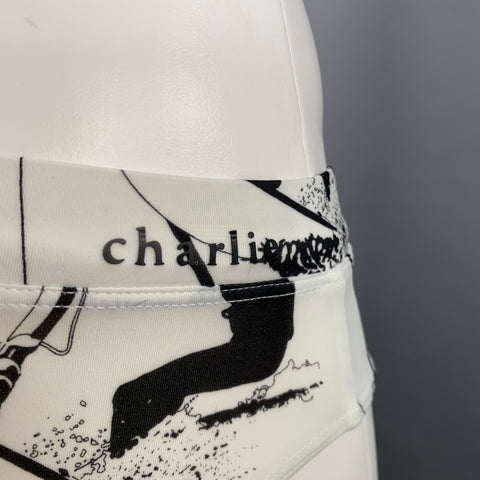 CHARLIE Size S White Black Abstract Nylon Blend Speedo