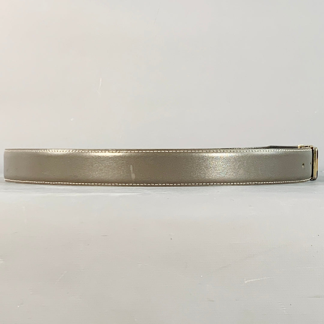YVES SAINT LAURENT Vintage Size 37 Grey Silver Leather Belt