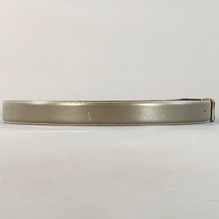 YVES SAINT LAURENT Vintage Size 37 Grey Silver Leather Belt