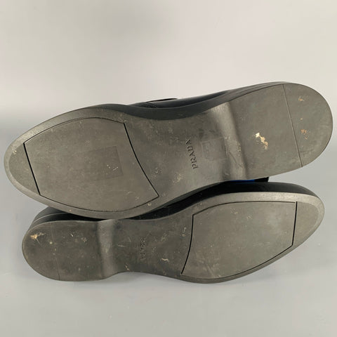 PRADA Size 9.5 Black Perforated Leather Slip On Loafers