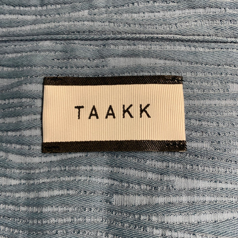 TAAKK Size M Blue Textured Wavy Lines Cotton Blend Worker Jacket