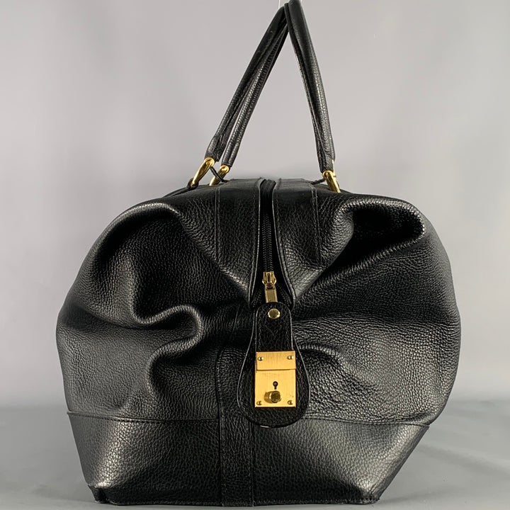 BARNEYS NEW YORK Size One Size Black Gold Crackled Leather Duffle Bags