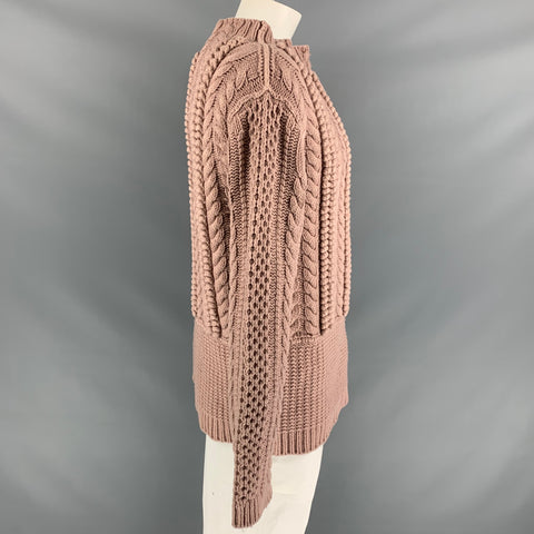 BURBERRY PRORSUM Resort 2013 Size XL Rose Cable Knit Wool Sweater