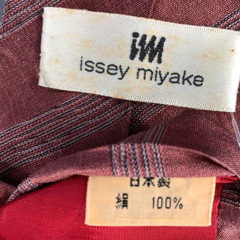 ISSEY MIYAKE Burgundy Grey Geometric Silk Tie