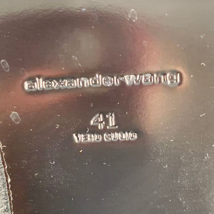 ALEXANDER WANG Size 11 Anna Black Lambskin Leather Stretch Cut Out Chunky Heel Boots