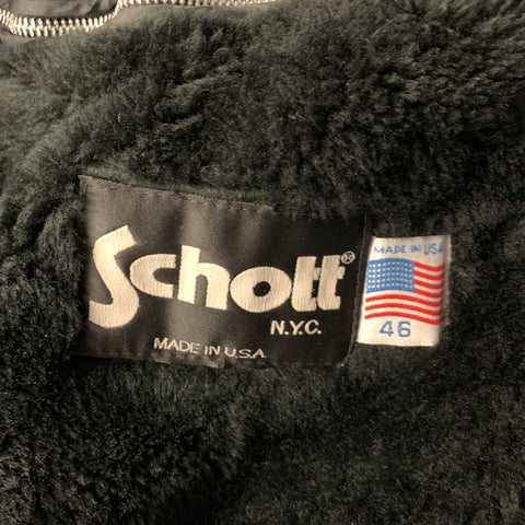 SCHOTT Size 46 Black Leather Moto Racer Jacket