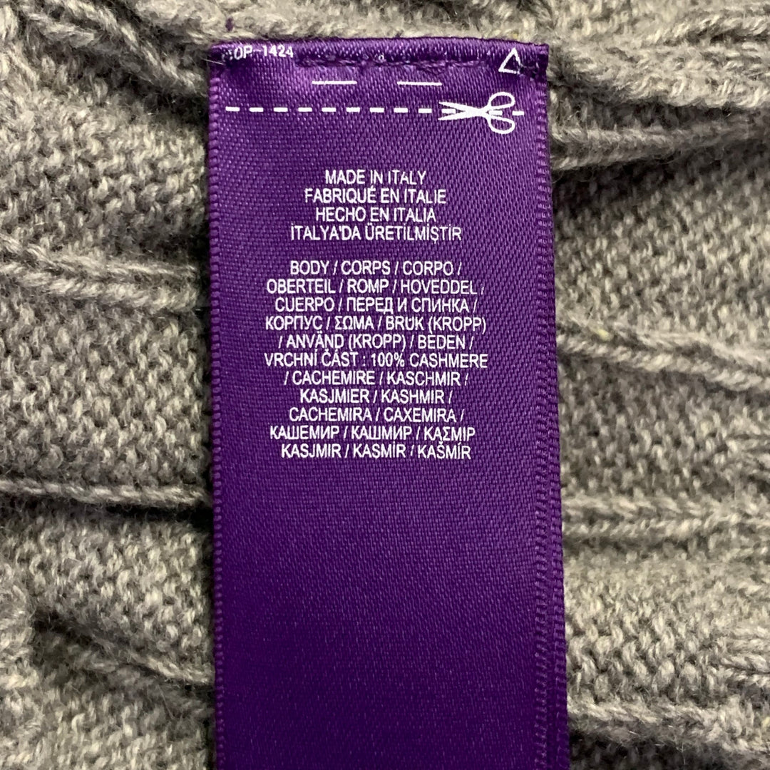 RALPH LAUREN Size M Grey Cable Knit Cashmere Crew Neck Sweater