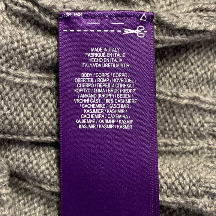 RALPH LAUREN Size M Grey Cable Knit Cashmere Crew Neck Sweater