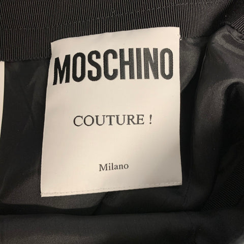 MOSCHINO Size 4 Black Yellow Cotton Blend Print Scalloped Skirt