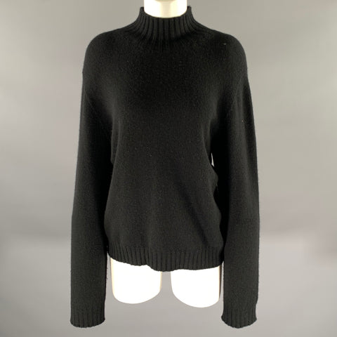 THE ROW Size L Black Cashmere Mock Neck Sweater