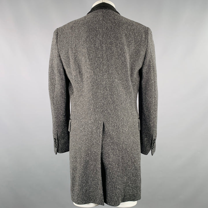 LA PERLA Size M Grey Black White Tweed Cotton Blend Coat