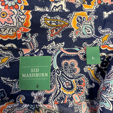 SID MASHBURN Size L Navy Multi-Color Paisley Floral Cotton Long Sleeve Shirt