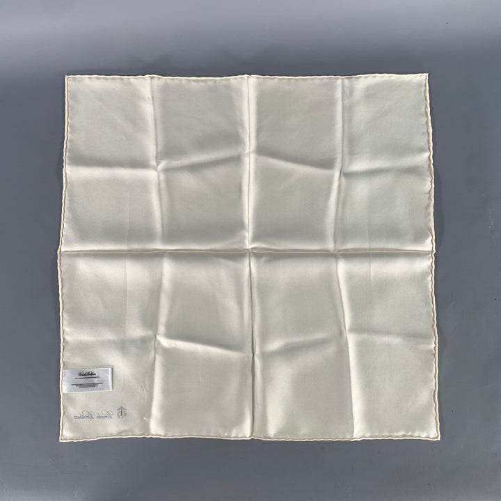 BROOKS BROTHERS Cream Solid Silk Pocket Square
